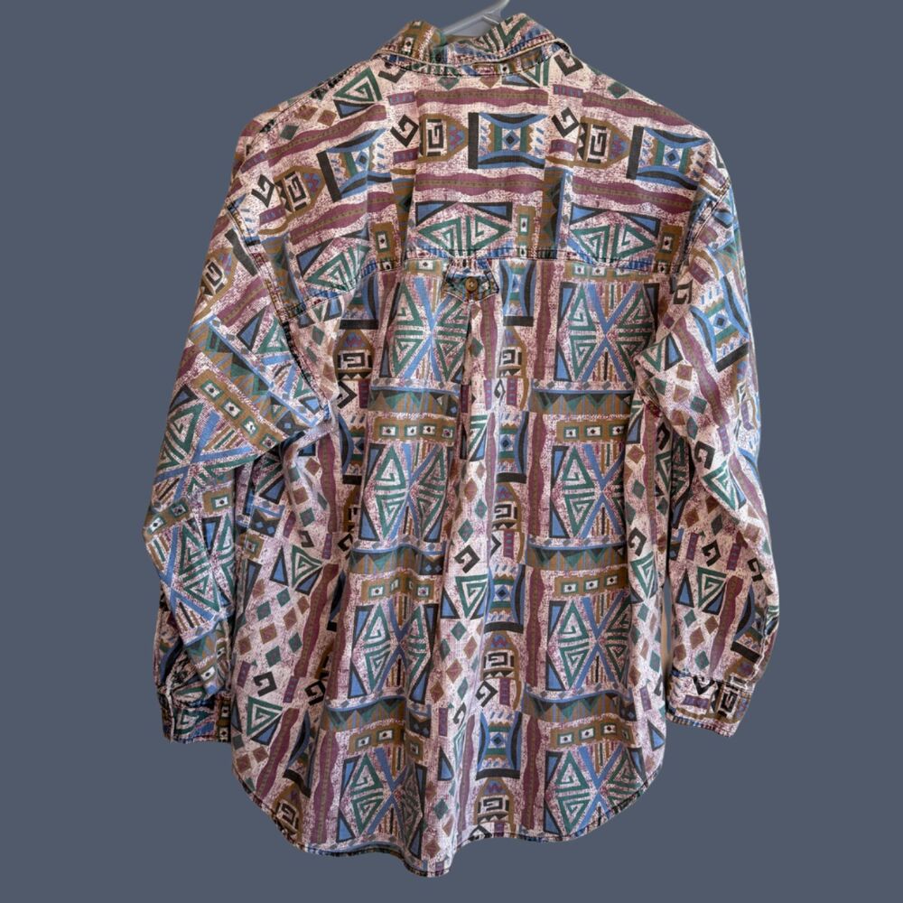 Vintage 90s Palmettos Graphic Southwest Style Button Up - Picture 5 of 7